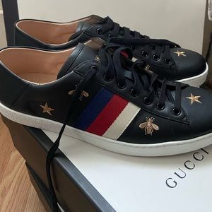 Gucci Ace Leather Sneaker with Bees